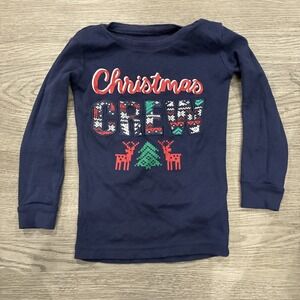 Jingles & Joy Christmas Crew Tight Fit Blue Pajama Shirt Kids Size 4T